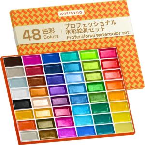 ARTISTRO Professional Watercolor Paint Set for Adults – 48 Pigment-Rich Colors, XL Pans, ASTM-I Lightfastness, High Tinting Strength Watercolor Set for Professionals made by professionals(48 Colors)