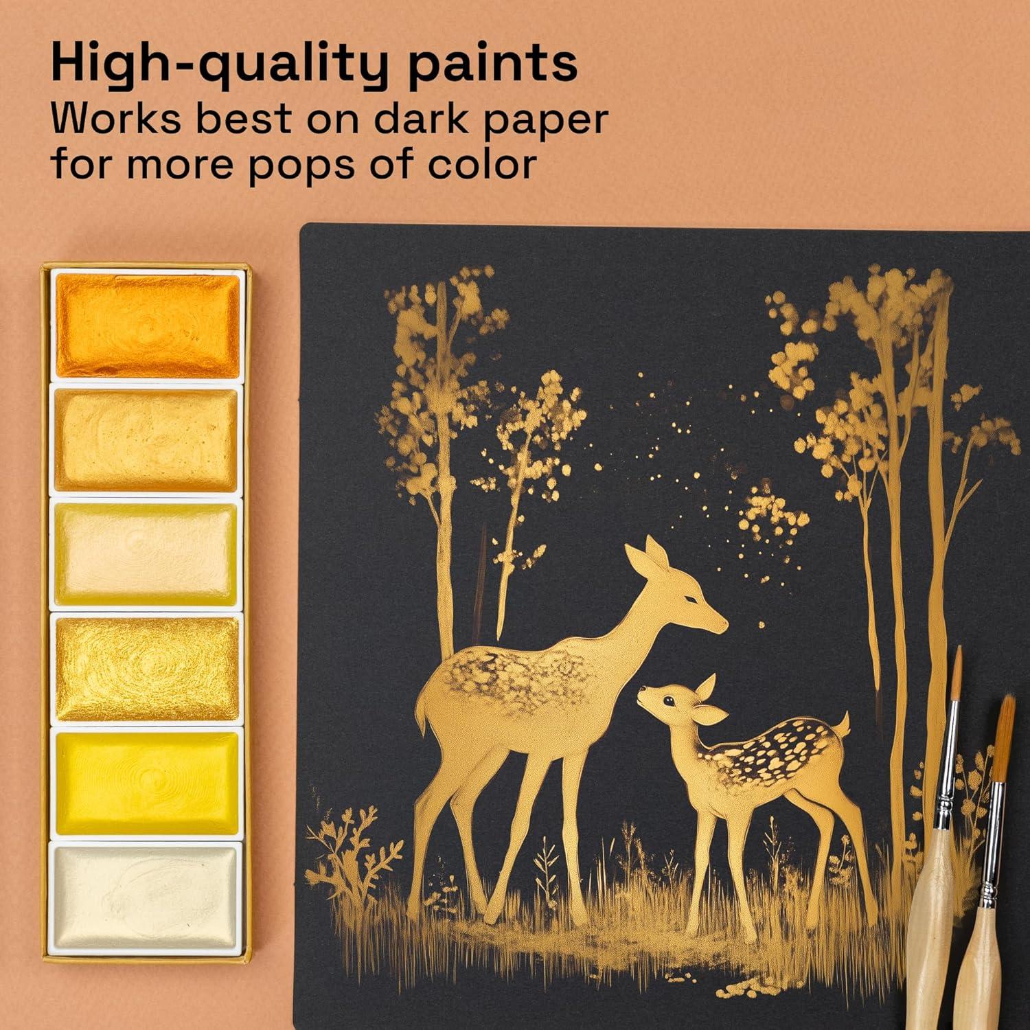 imageARTISTRO Professional Watercolor Paint Set for Adults  24 PigmentRich Colors XL Pans ASTMI Lightfastness High Tinting Strength Watercolor Set for Professionals made by Professionals6 Gold Colors