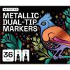 ARTISTRO 36 Metallic Dual-Tip Acrylic Paint Markers for Rock, Canvas, Glass, Wood, & More Fine + Dot Tips