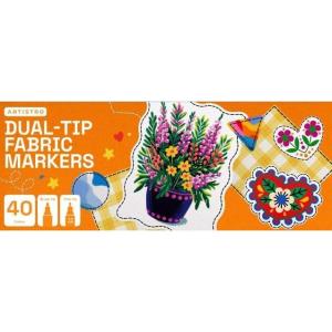ARTISTRO 36 Dual-Tip Fabric Markers – Fabric Decorating Kit – Permanent for Clothes – No Bleed Pens for T-Shirts, Bags, Textile, Canvas, and More (Brush Tip and Fine Tip)