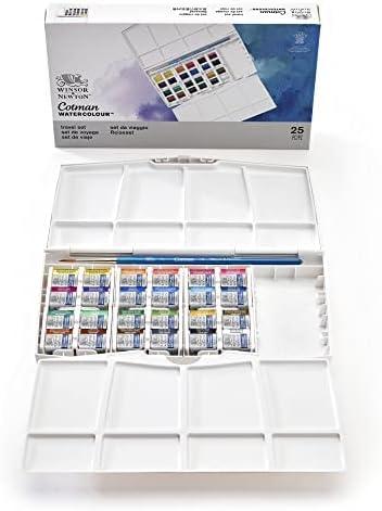 imageWinsor ampamp Newton Cotman Watercolor Paint Set 8 Half Pan Floral Colors w Brush24 Half Pan Studio Set