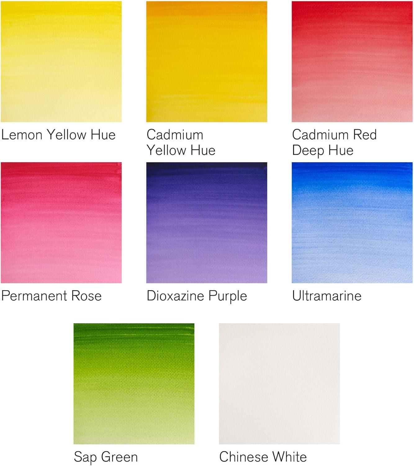 imageWinsor ampamp Newton Cotman Watercolor Paint Set 8 Half Pan Floral Colors w Brush8 Half Pan Floral Colors