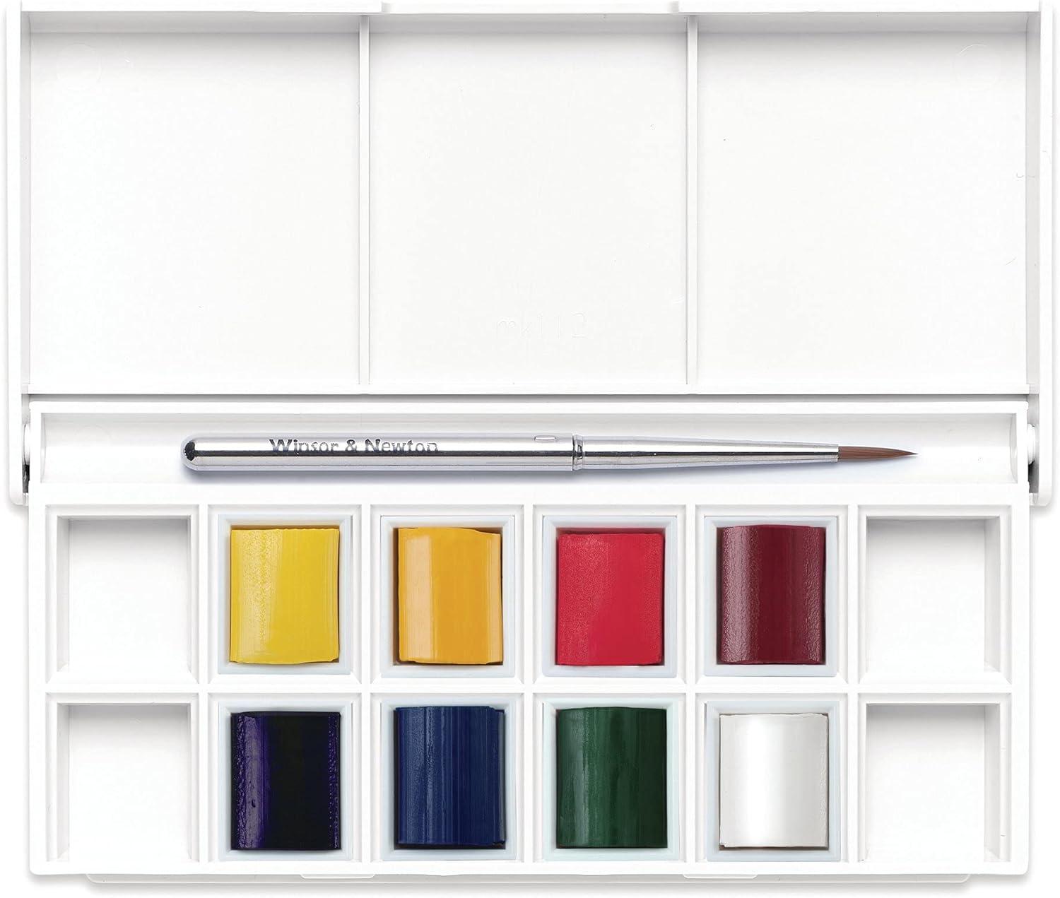 imageWinsor ampamp Newton Cotman Watercolor Paint Set 8 Half Pan Floral Colors w Brush8 Half Pan Floral Colors