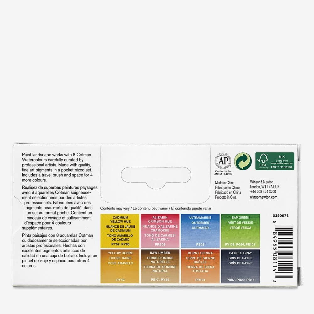 imageWinsor ampamp Newton Cotman Watercolor Paint Set 8 Half Pan Floral Colors w Brush8 Half Pan Landscape Colors