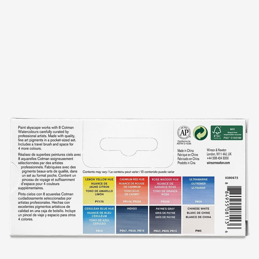 imageWinsor ampamp Newton Cotman Watercolor Paint Set 8 Half Pan Floral Colors w Brush8 Half Pan Sky Colors