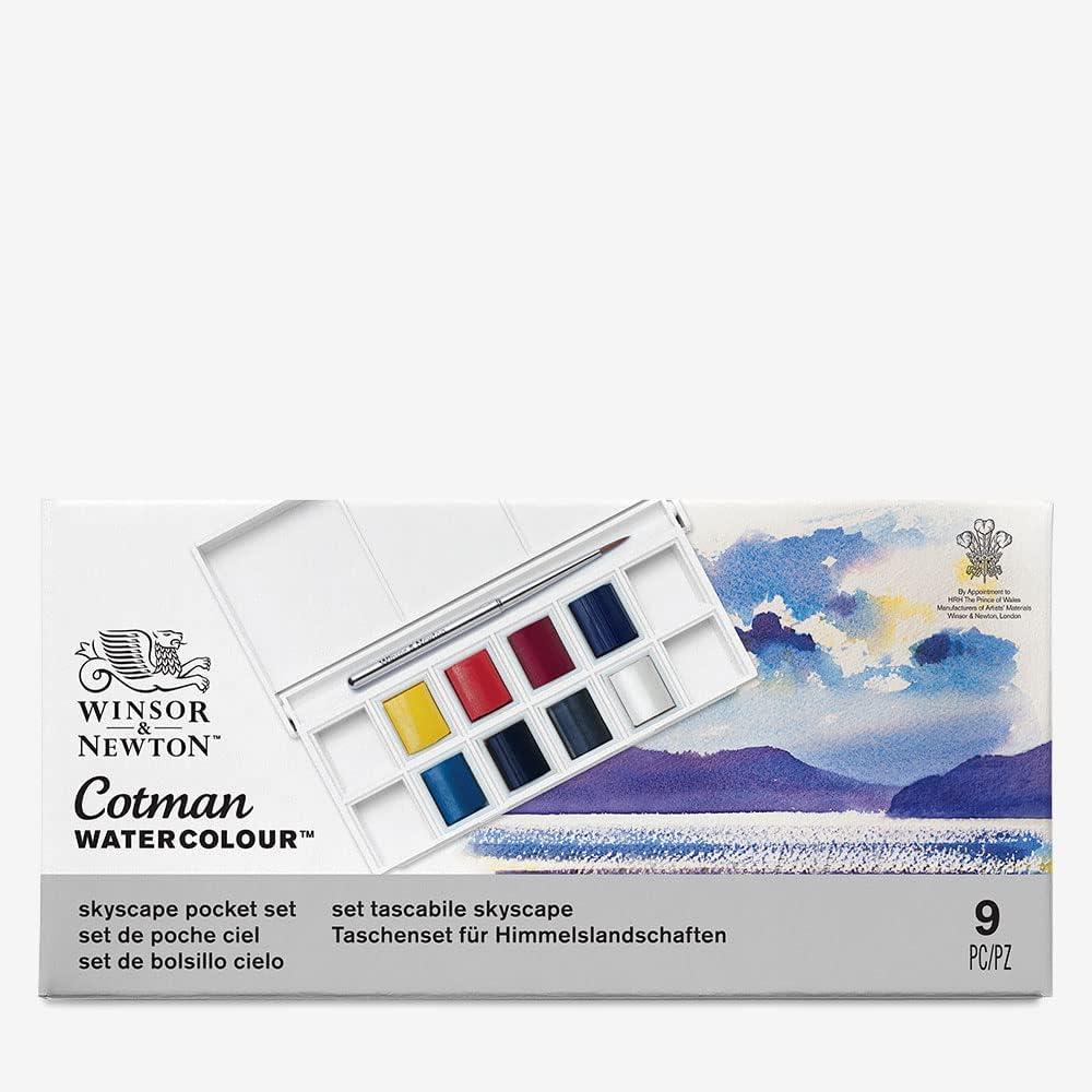 imageWinsor ampamp Newton Cotman Watercolor Paint Set 8 Half Pan Floral Colors w Brush8 Half Pan Sky Colors