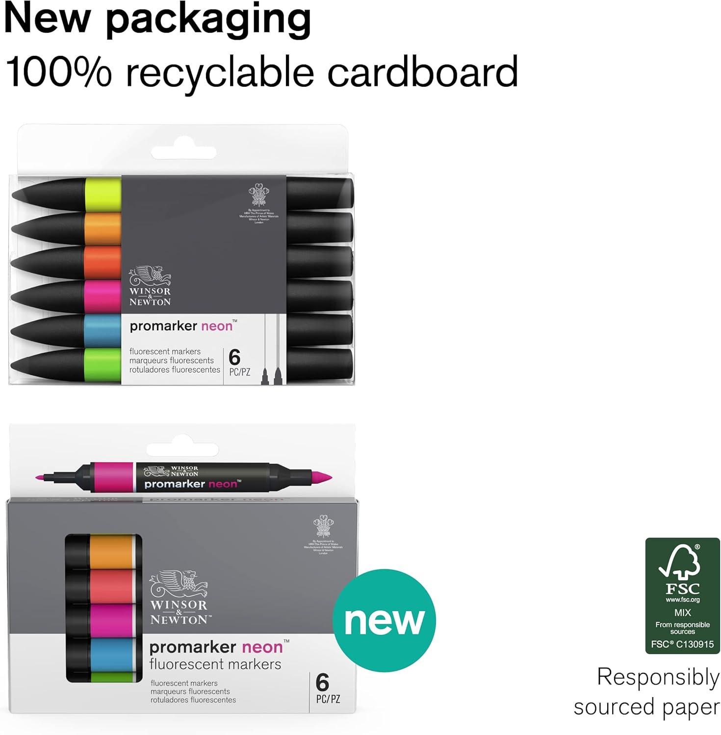 imageWinsor ampamp Newton Promarker Metallic Set of 6Neon Tones