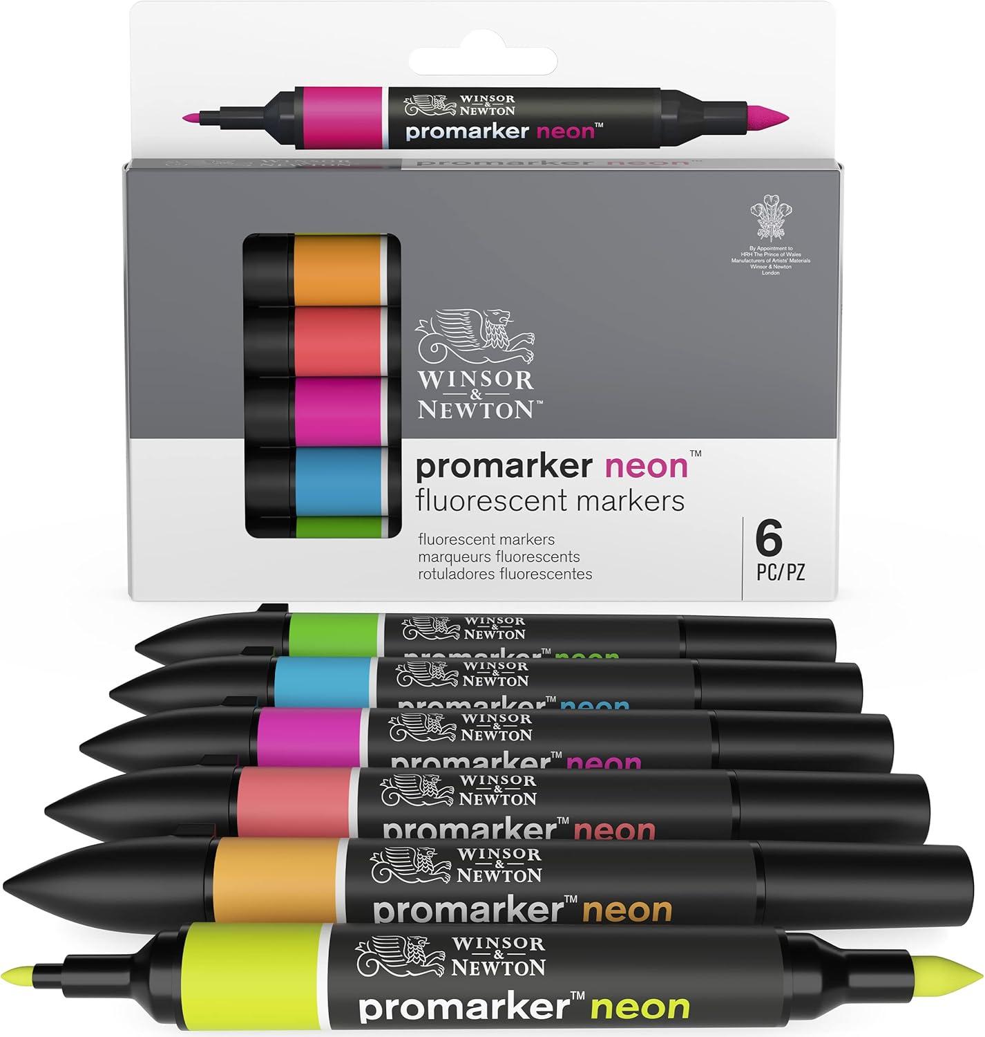 imageWinsor ampamp Newton Promarker Metallic Set of 6Neon Tones