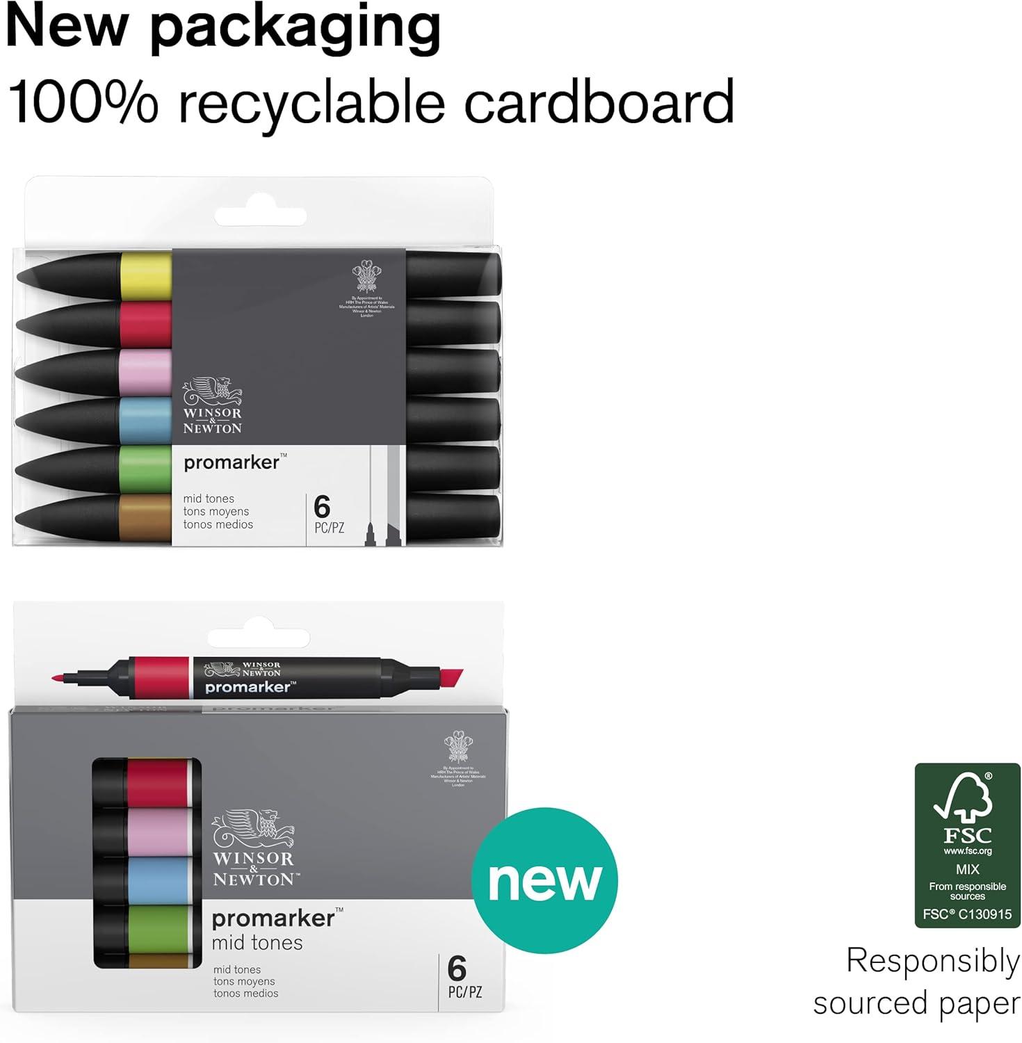 imageWinsor ampamp Newton Promarker Metallic Set of 6Pastel Tones