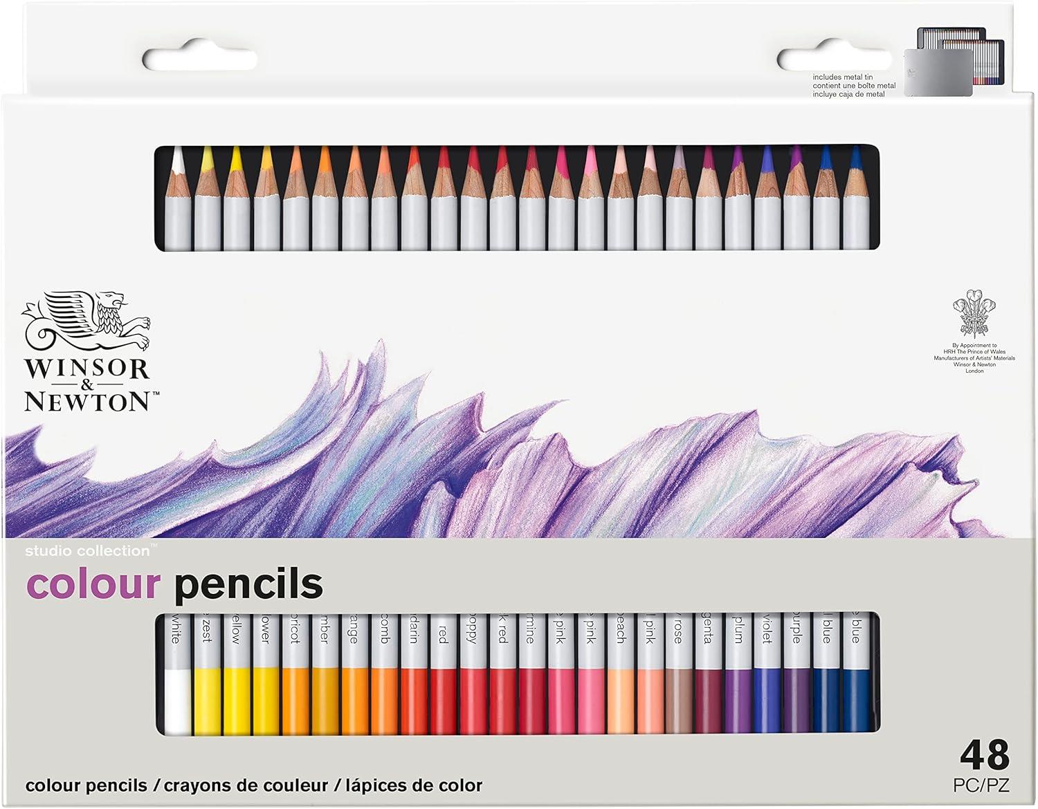 imageWinsor ampamp Newton Studio Collection Artist Pencils Graphite Pencils Set of 1248 Color Pencils