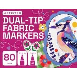 imageARTISTRO 80 DualTip Fabric Markers  Fabric Decorating Kit  Permanent for Clothes  No Bleed Pens for TShirts Bags Textile Canvas and More Brush Tip and Fine Tip