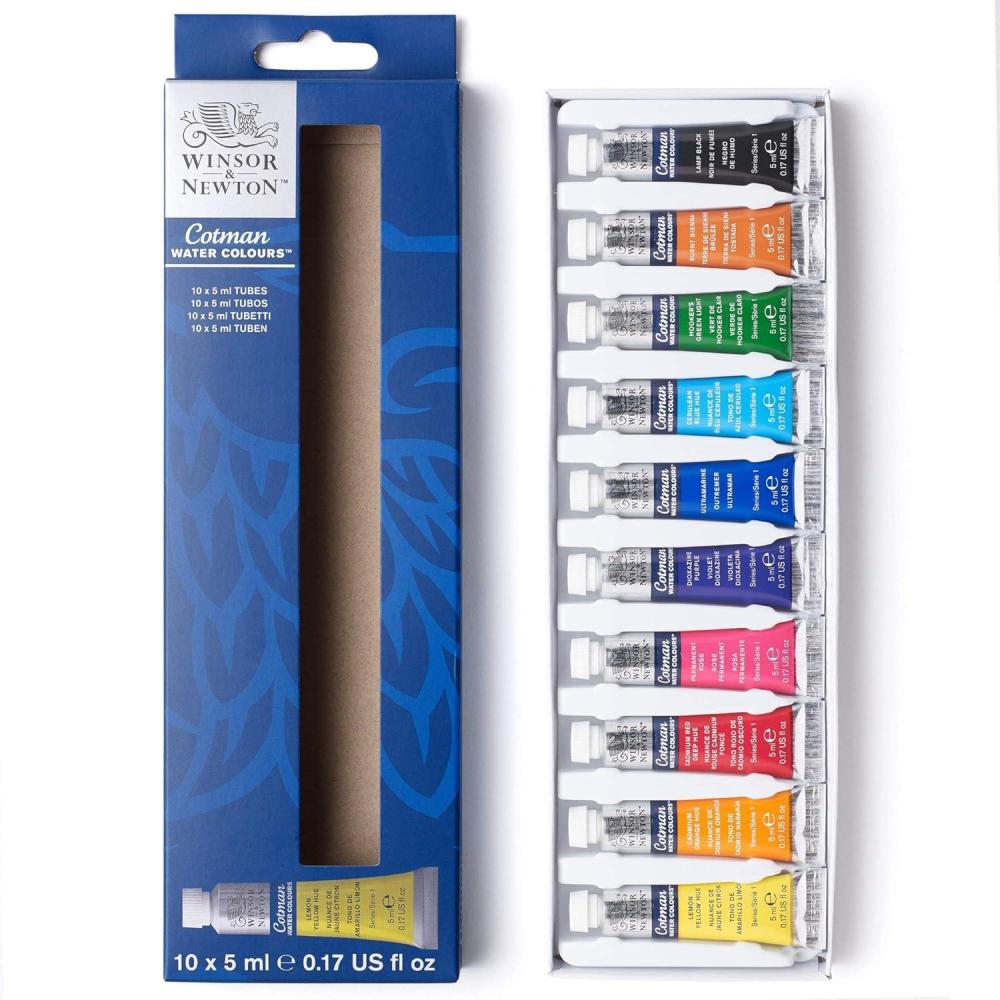 imageWinsor ampamp Newton Cotman Watercolor Paint Set 8 Half Pan Floral Colors w Brush10 Tube Set 5ml