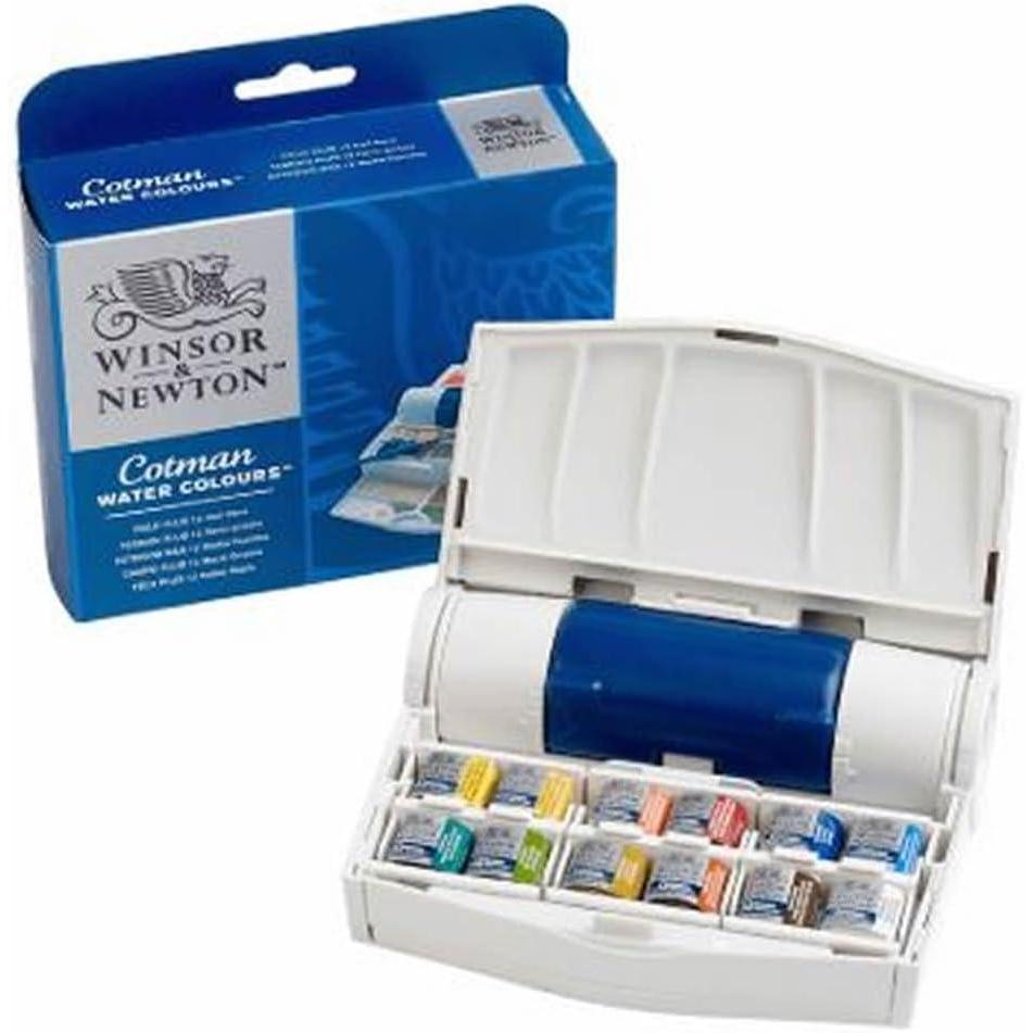 imageWinsor ampamp Newton Cotman Watercolor Paint Set 8 Half Pan Floral Colors w Brush12 Half Pan Field Travel Set