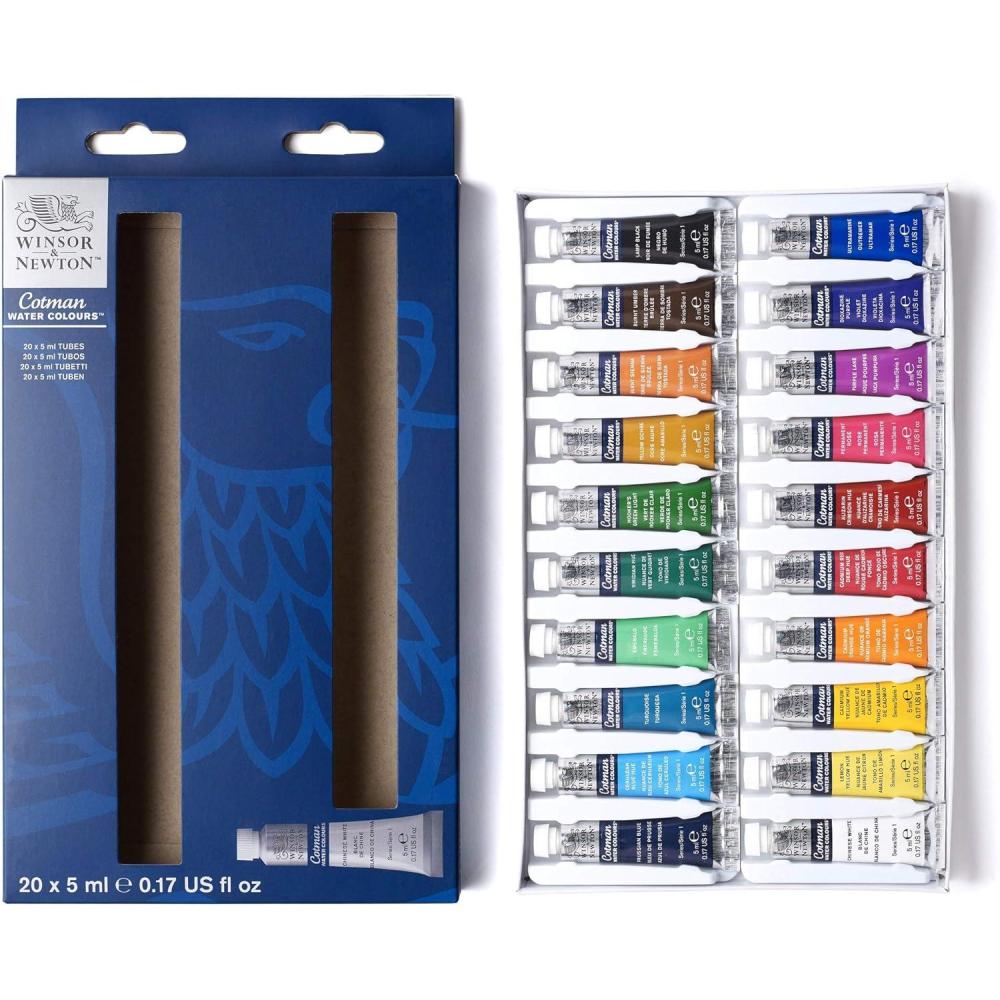 imageWinsor ampamp Newton Cotman Watercolor Paint Set 8 Half Pan Floral Colors w Brush20 Tube Set 5ml