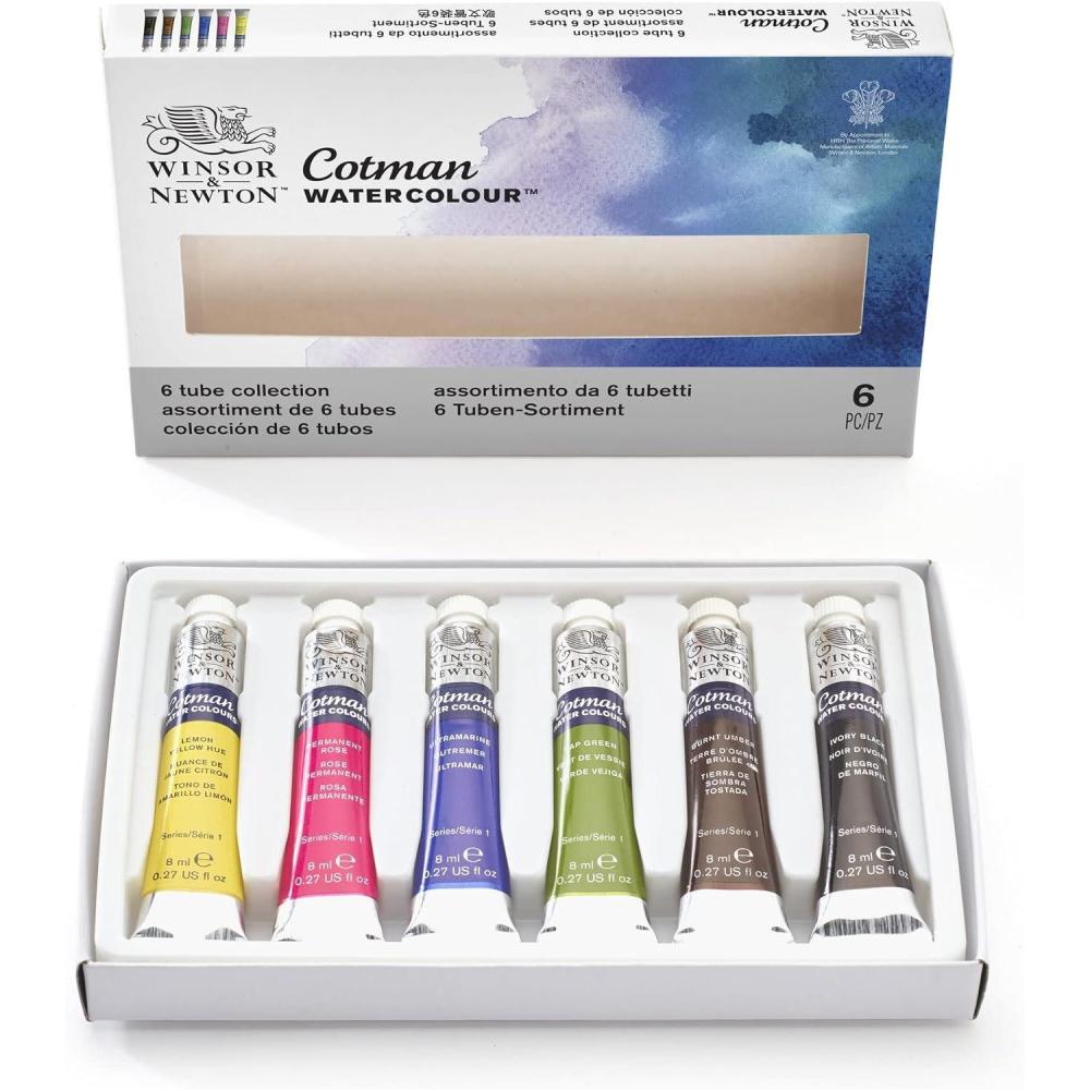 imageWinsor ampamp Newton Cotman Watercolor Paint Set 8 Half Pan Floral Colors w Brush6 Tube Set 8ml