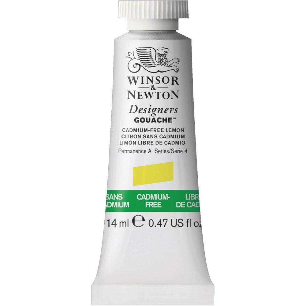 imageWinsor ampamp Newton Designers Gouache 37 ml 125oz tube Permanent WhiteCadmiumfree Lemon