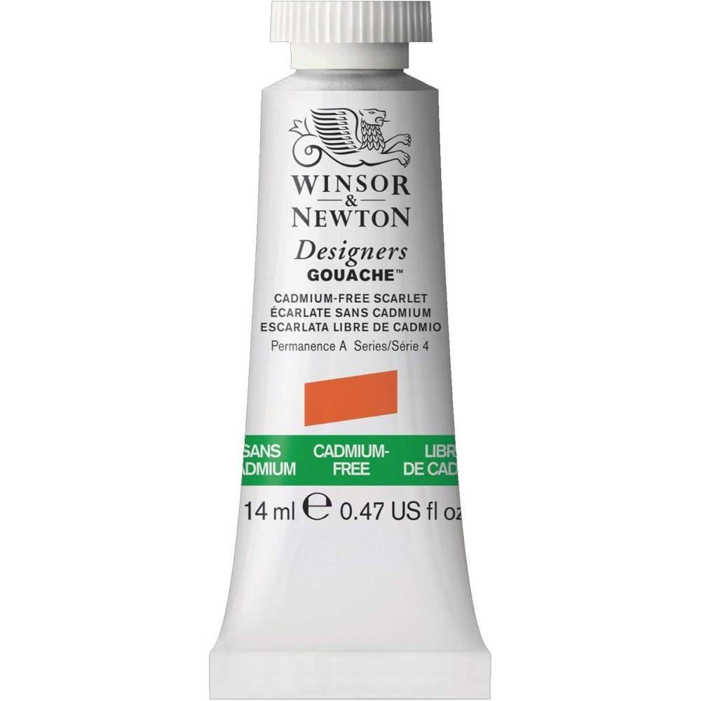 imageWinsor ampamp Newton Designers Gouache 37 ml 125oz tube Permanent WhiteCadmiumfree Scarlet