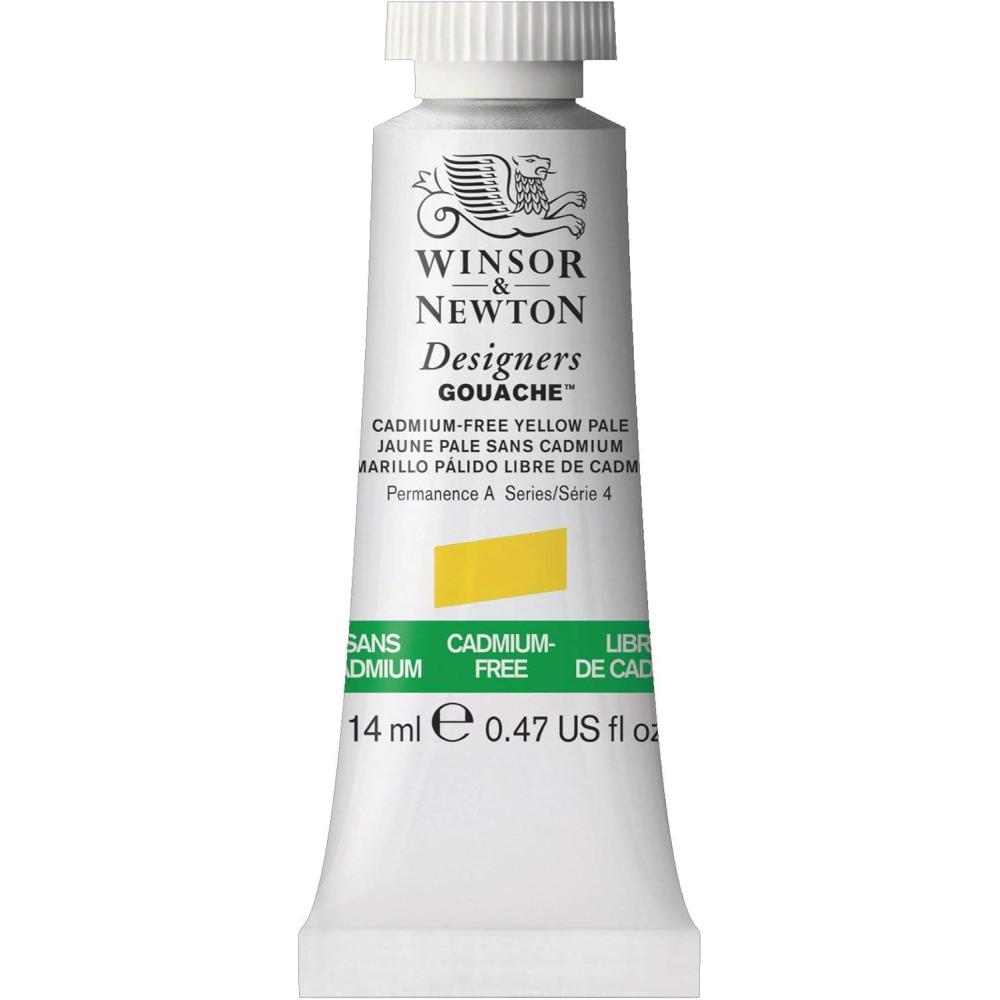 imageWinsor ampamp Newton Designers Gouache 37 ml 125oz tube Permanent WhiteCadmiumfree Yellow Pale