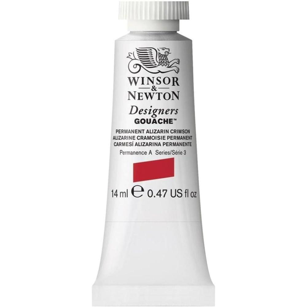 imageWinsor ampamp Newton Designers Gouache 37 ml 125oz tube Permanent WhitePermanent Alizarin Crimson