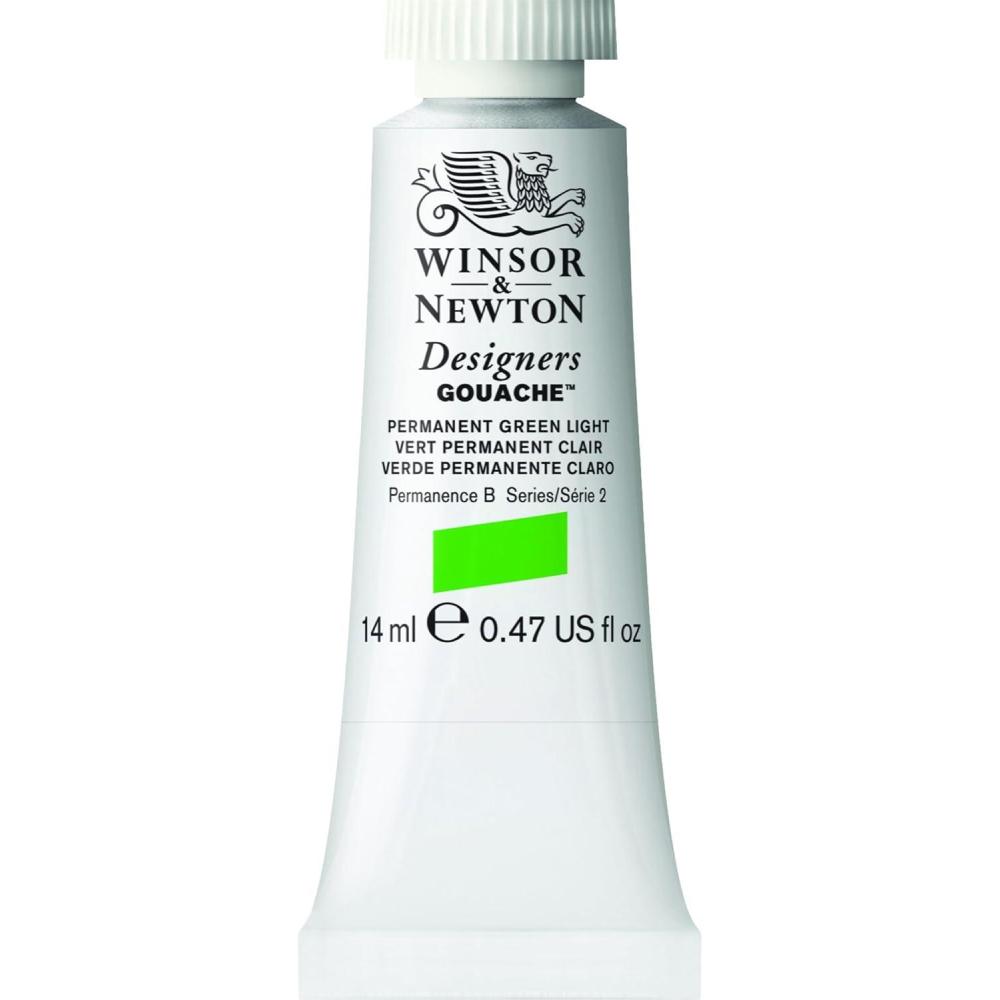 imageWinsor ampamp Newton Designers Gouache 37 ml 125oz tube Permanent WhitePermanent Green Light