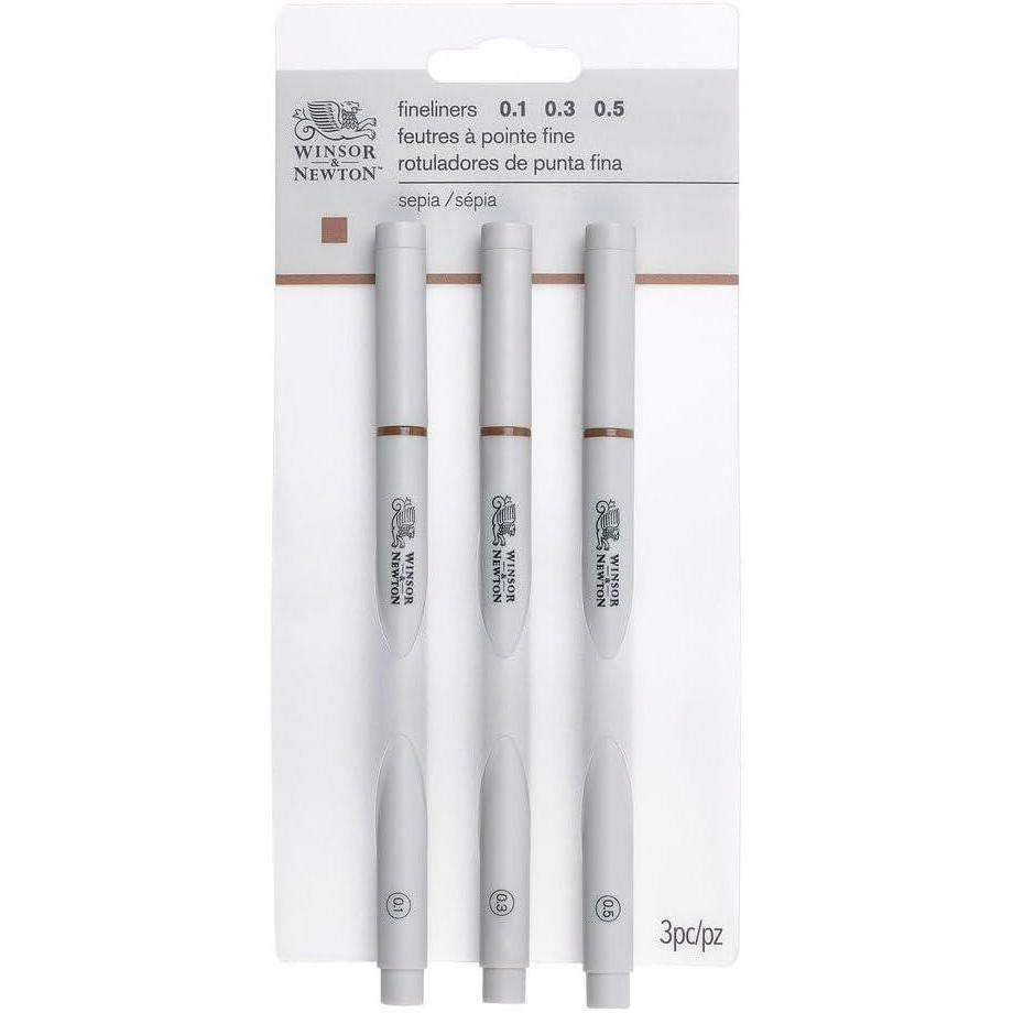 imageWinsor ampamp Newton Fineliner Fine Point Pen Set Assorted Set of 5 BlackSepia