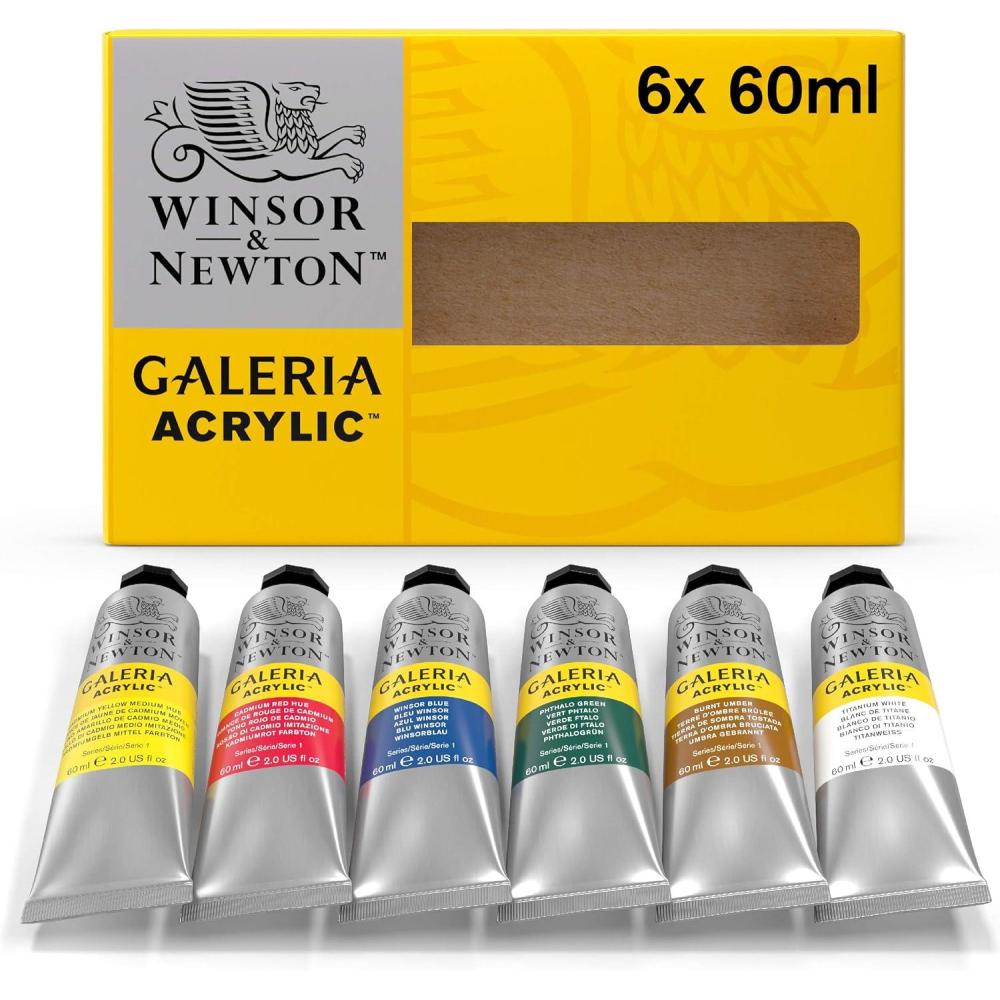 imageWinsor ampamp Newton Galeria Acrylic Paint Set 5 x 60ml 2oz Tubes Pastel6 x 60ml 2oz