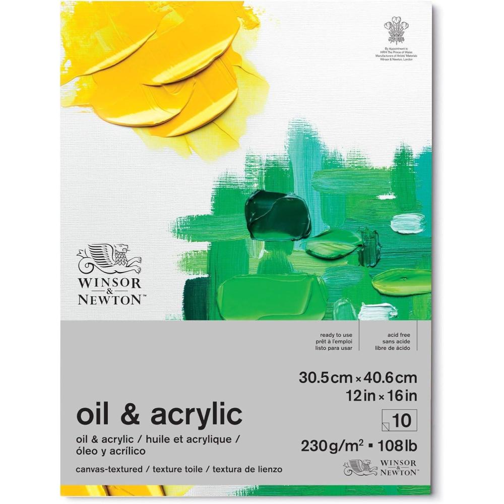 imageWinsor ampamp Newton Professional Oil ampamp Acrylic Paper Pad 16quot x 20quot 10 Sheets 230gsm White12 x 16