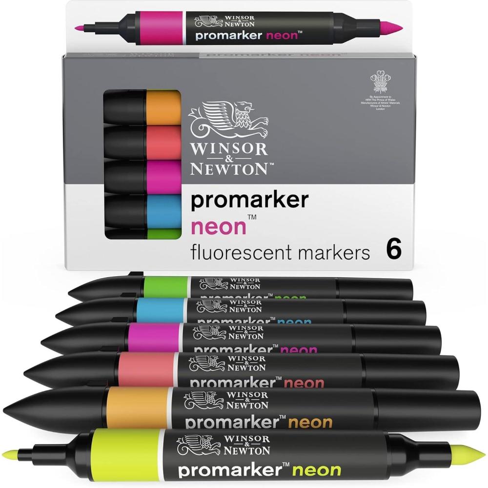 imageWinsor ampamp Newton Promarker Metallic Set of 6Neon Tones