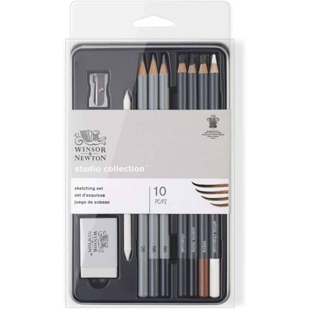 imageWinsor ampamp Newton Studio Collection Artist Pencils Graphite Pencils Set of 1210 Sketching Pencils