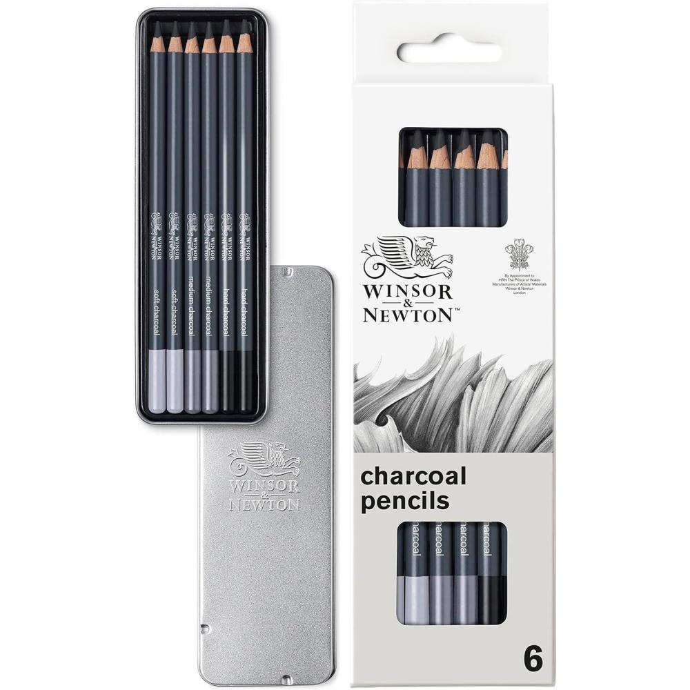 imageWinsor ampamp Newton Studio Collection Artist Pencils Graphite Pencils Set of 126 Charcoal Pencils