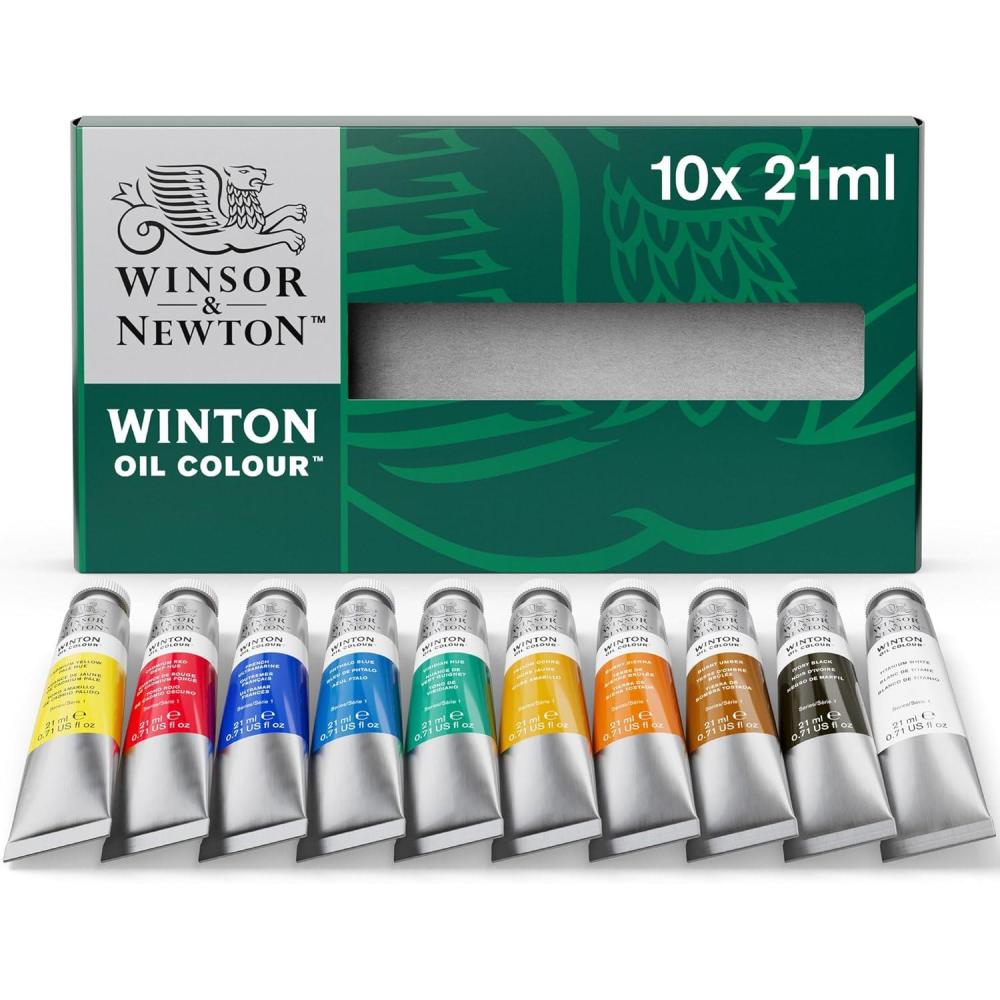 imageWinsor ampamp Newton Winton Oil Color Paint Set 20 x 12ml 04oz TubesBasic Set  10 x 21ml
