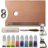 Winsor & Newton Winton Oil Colour, Wooden Paint Set 8 x 37ml Tubes (includes Liquin, Sansodor, 2 Brushes, Knife, Cloth, Godet)