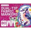 ARTISTRO 80 Dual-Tip Fabric Markers – Fabric Decorating Kit – Permanent for Clothes – No Bleed Pens for T-Shirts, Bags, Textile, Canvas, and More (Brush Tip and Fine Tip)
