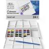 Winsor & Newton Cotman Watercolor Paint Set, 8 Half Pan, Floral Colors w/ Brush(24 Half Pan Studio Set)