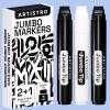 ARTISTRO Jumbo Markers Set – 2 Black & 1 White Acrylic Markers with 15mm Wide Jumbo Tip for Murals, Posters, Rock, Wood, Plastic, Leather, Metal, Fabric, Ceramic