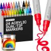 ARTISTRO 24 Glass Acrylic Paint Markers – Paint Pens with Brush + Fine Dual-Tip Combo