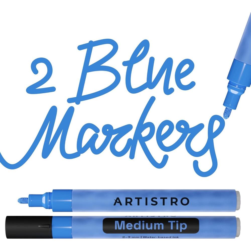 imageARTISTRO 2 Yellow Acrylic Paint Markers  07mm Extra FineTip Paint Pens  Perfect for Crafting Art Projects ampamp MoreBlue