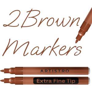 ARTISTRO 2 Yellow Acrylic Paint Markers – 0.7mm Extra Fine-Tip Paint Pens – Perfect for Crafting, Art Projects, & More(Brown)