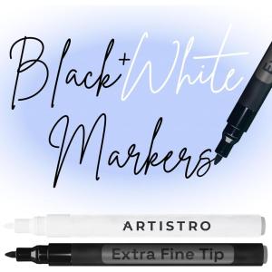 ARTISTRO 2 Yellow Acrylic Paint Markers – 0.7mm Extra Fine-Tip Paint Pens – Perfect for Crafting, Art Projects, & More(White & Black)