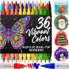 ARTISTRO 36 Acrylic Paint Markers – Paint Pens Dual Tip Brush + Fine Ideal for Calligraphy – Perfect for Fabric, Rock, Glass, Wood, DIY – Art Supplies, Stocking Stuffers, Christmas Gift Idea