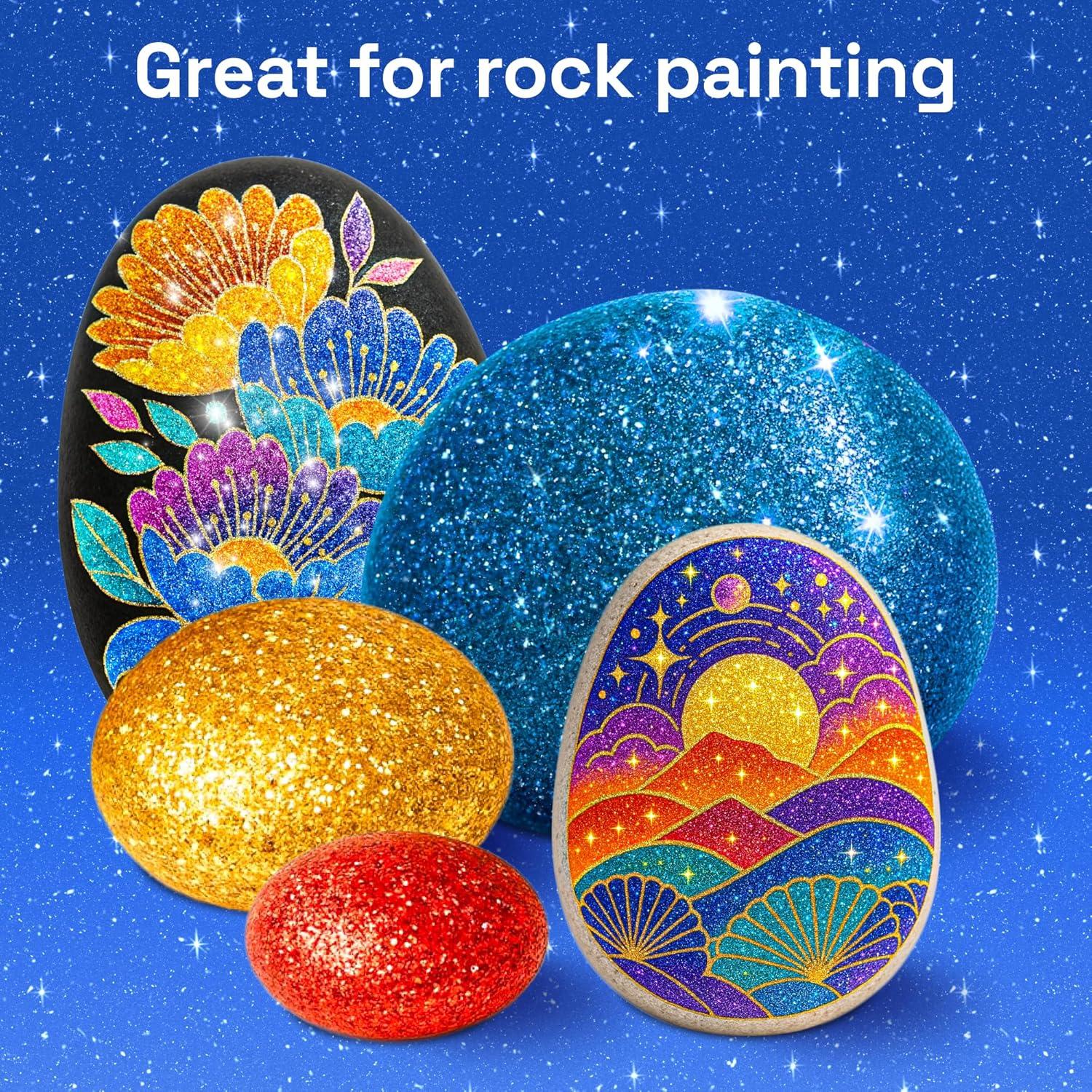 imageARTISTRO 24 Metallic Acrylic Paint Markers Fine Tip Paint Pens for Rock Wood Glass Ceramic Black Paper Scrapbooking Crafts Card Making DIY Photo Album CeramicGlitter