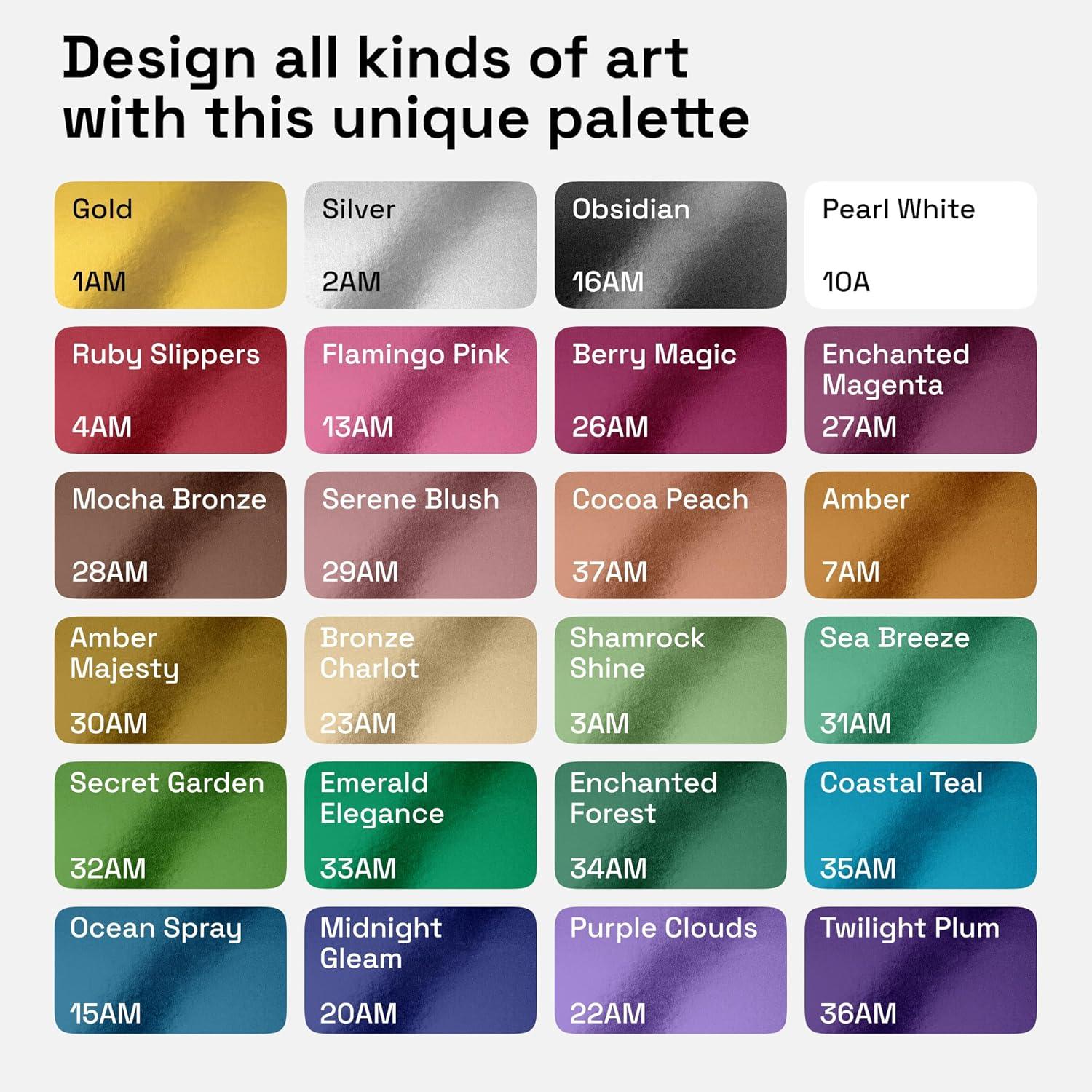 imageARTISTRO 24 Metallic Acrylic Paint Markers Fine Tip Paint Pens for Rock Wood Glass Ceramic Black Paper Scrapbooking Crafts Card Making DIY Photo Album CeramicMetallic