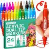 ARTISTRO 24 Metallic Acrylic Paint Markers – Fine Tip Paint Pens for Rock, Wood, Glass, Ceramic, Black Paper, Scrapbooking Crafts, Card Making, DIY Photo Album, Ceramic(Regular)