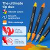 ARTISTRO 48 Dual-Tip Acrylic Paint Pens With Storage Bag for Calligraphy – Markers With Brush + Fine Precision Tips – Multisurface Painting for Fabric, Rock, Glass, Wood & More
