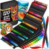 ARTISTRO 120 Dual-Tip Acrylic Paint Pens With Storage Bag for Calligraphy – Markers With Brush + Fine Precision Tips – Multisurface Painting for Fabric, Rock, Glass, Wood & More