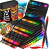 ARTISTRO 72 Dual-Tip Acrylic Paint Pens With Storage Bag for Calligraphy – Markers With Brush + Fine Precision Tips – Multisurface Painting for Fabric, Rock, Glass, Wood & More