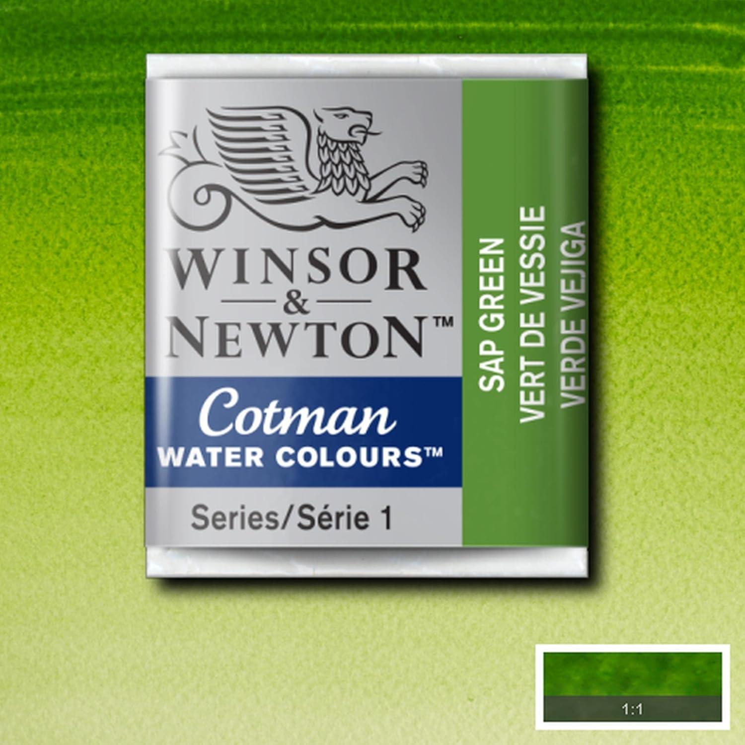 imageWinsor amp Newton Cotman Watercolor Paint 21ml 071oz Tube Intense Phthalo BlueSap Green