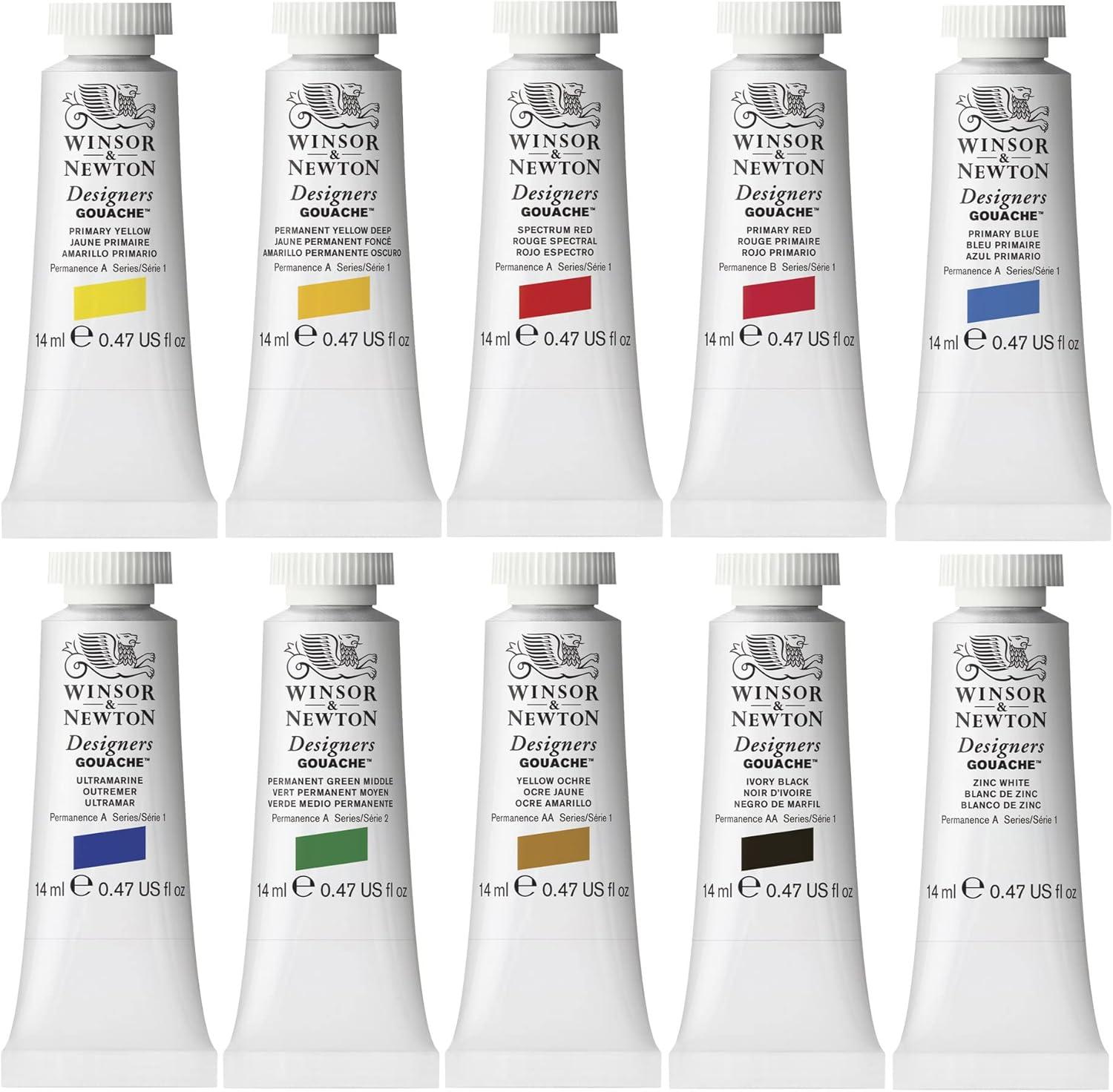 imageWinsor amp Newton Designers Gouache Primary Color 6Tube Paint Set 14mlIntroductory Set 10 x 14ml