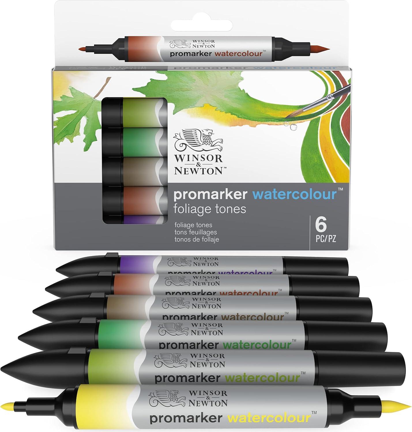 imageWinsor amp Newton ProMarker Watercolor Marker Set 24 Count Basic TonesFoliage Tones