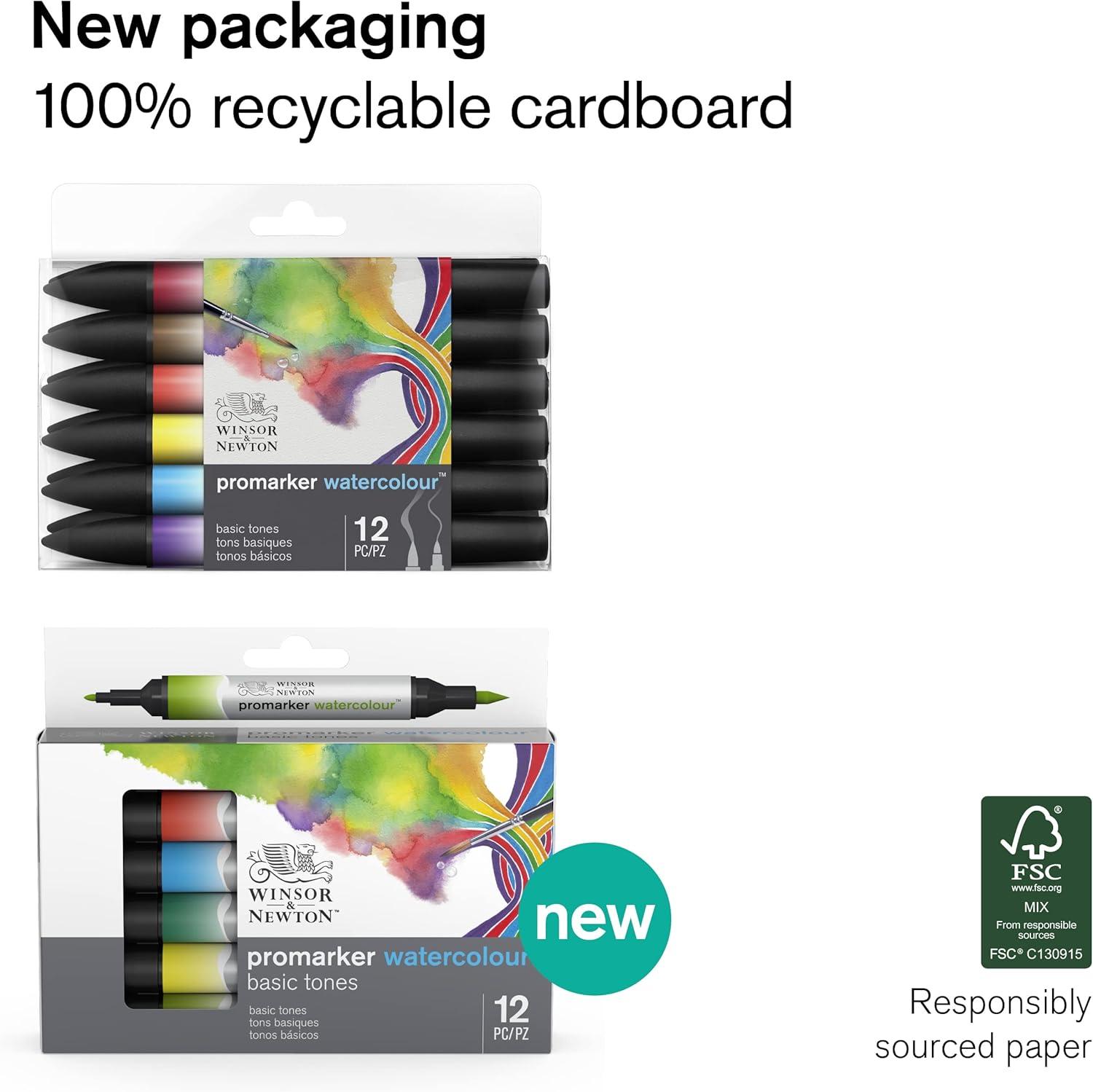 imageWinsor amp Newton ProMarker Watercolor Marker Set 24 Count Basic TonesLandscape Tones